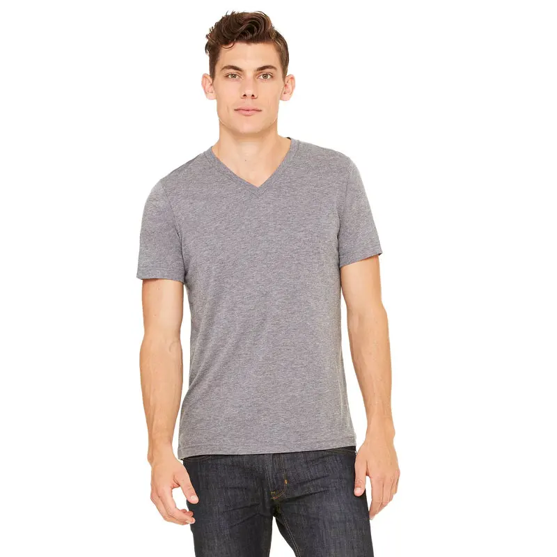 Bella + Canvas Unisex Olive Triblend T-Shirt  Denim V Neck Short Sleeves Breathable Versatile men v neck tee