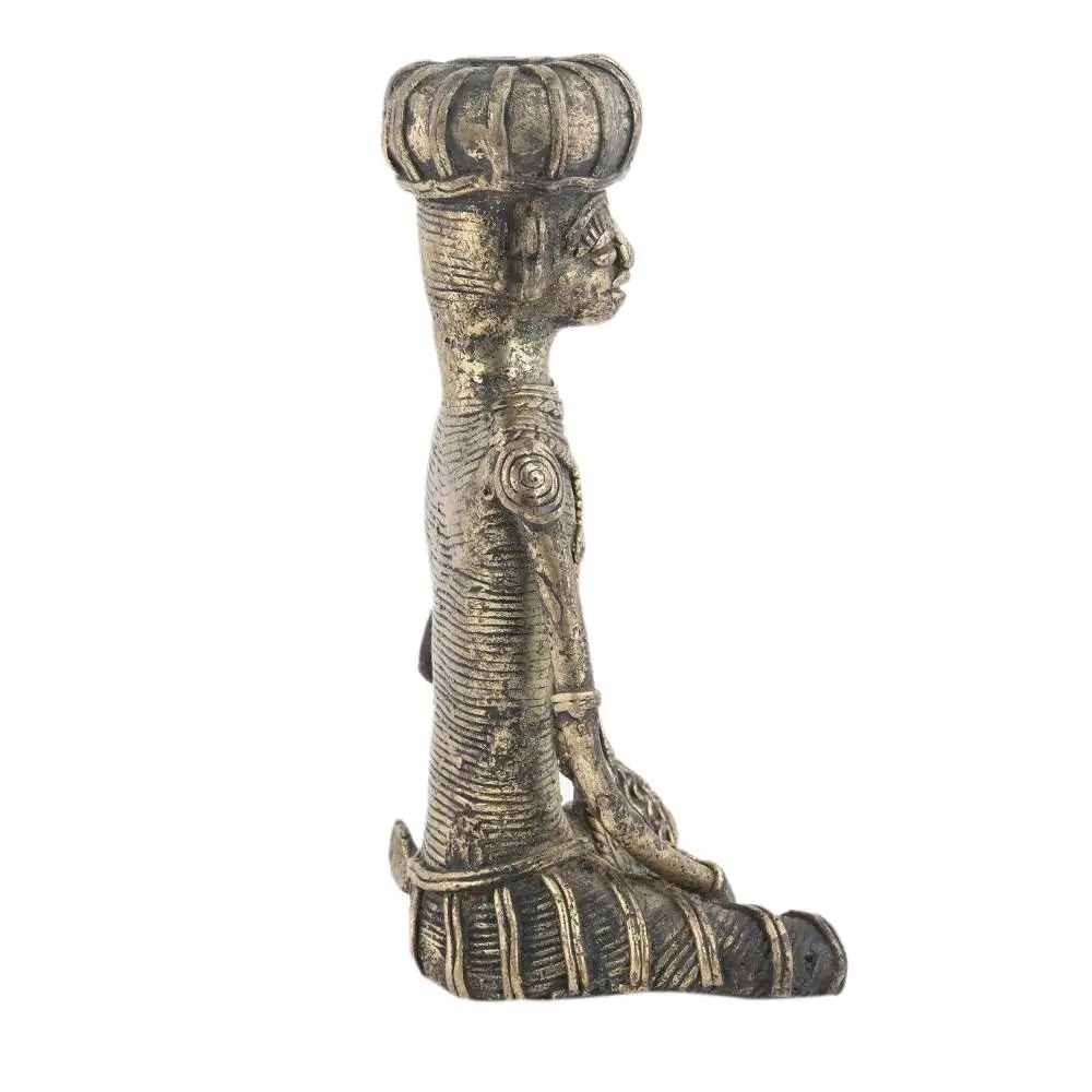 Handmade Indian Brass Antique Tribal Male Musician Sculptures Figurine Statue Home Decor Gift Items Size: 15 x 8 cm SNS-1365