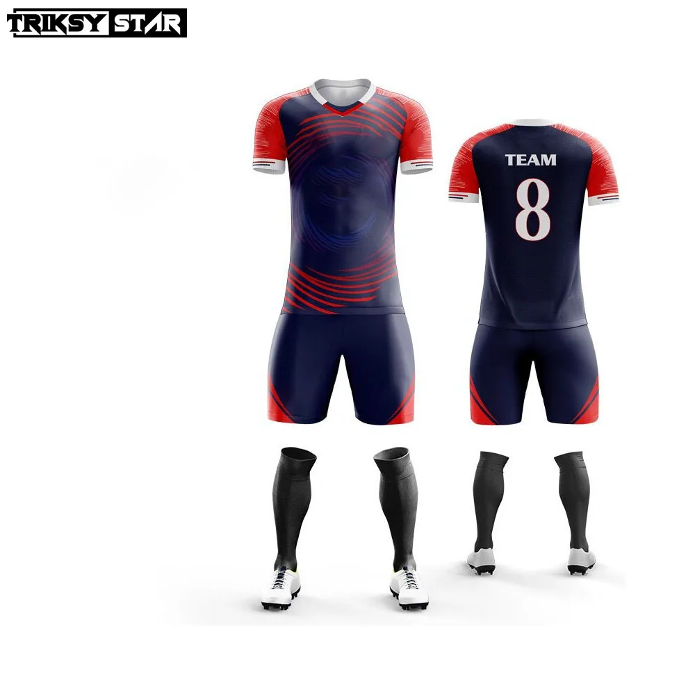 Factory High Quality Cheap Soccer Jersey 100% Polyester Club Soccer Uniform Sets Football Jersey Kit