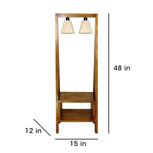 Francis Wooden Floor Lamp with Brown Base and Jute Fabric
