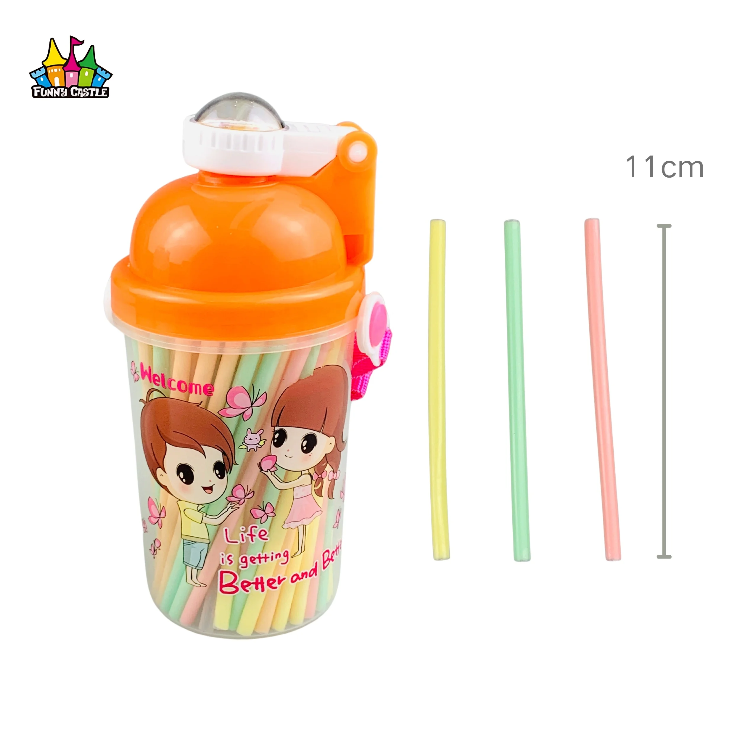 Halal CC Stick Supplier Custom Kids Water Bottle Fruity Flavor Sugar Powder CC Stick Candy Fruit Flavor CC candy in Straw Bottle