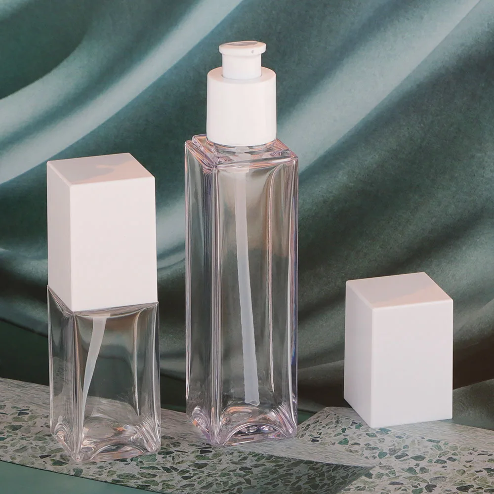 Luxury 50ml 100ml Cosmetic Square Pet Thick Wall Skincare Packaging Plastic Facial Serum Body Lotion Bottle