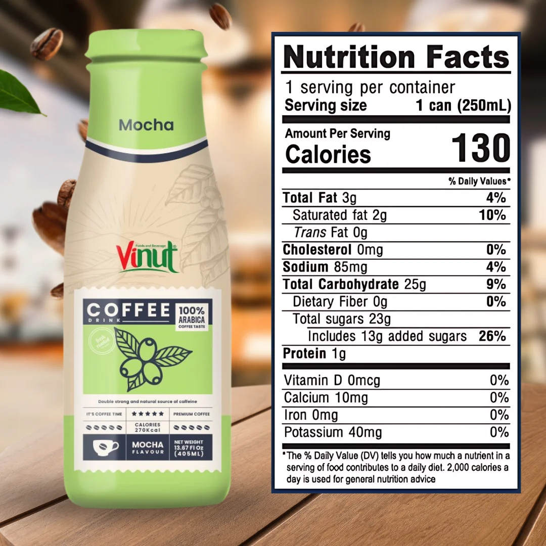 Кофейный напиток Мокко 405 мл 13 67 FLOZ VINUT Vietnam завод | Без сахара оптовик цена бесплатный образец частная марка OEM/ ODM