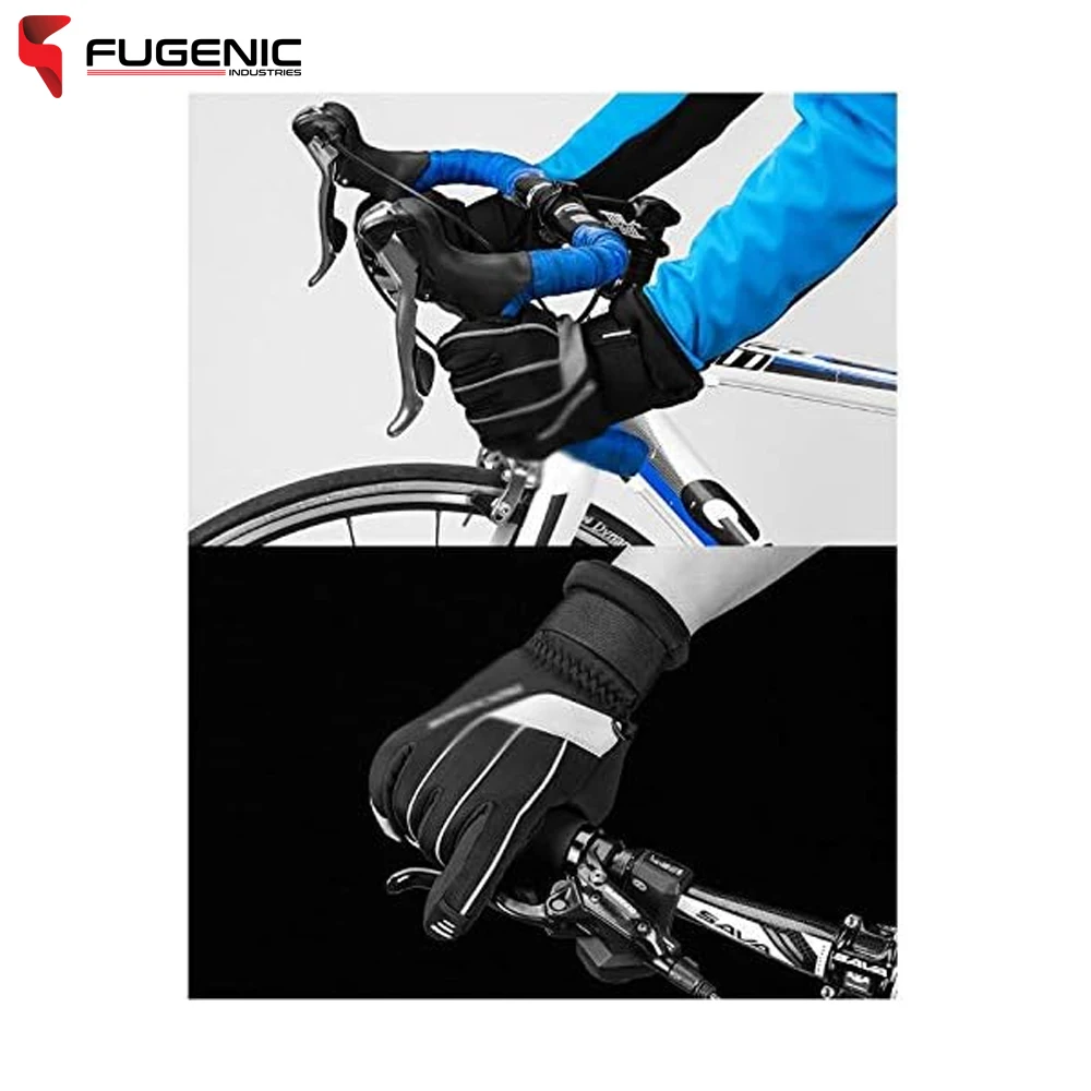 Cycling Winter Waterproof Touch Screen Bike Gloves Anti-Slip Warm Fleece Reflective Bicycle Gloves For Men BY Fugenic Industries