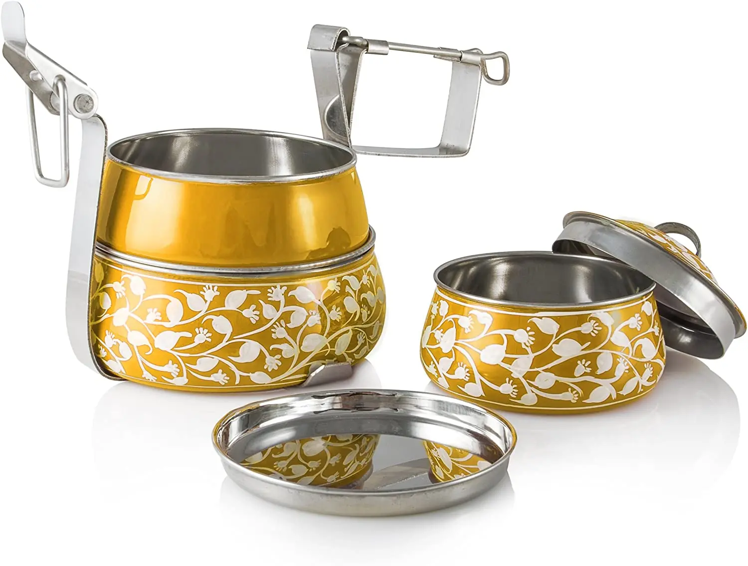 Premium Quality Sale Straight Tiffin 3 Tier Stainless Steel Camping Food with Clip Lock Vintage Wire Tiffin Lunch Box