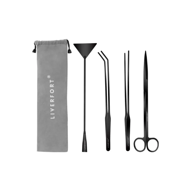 Top Quality Aquarium Cleaning 4Pc Black Tool Set Aquatic Plant Fish Tank Plant Tools Aquarium Long Tool Kit LIVERFORT INDUSTRIES