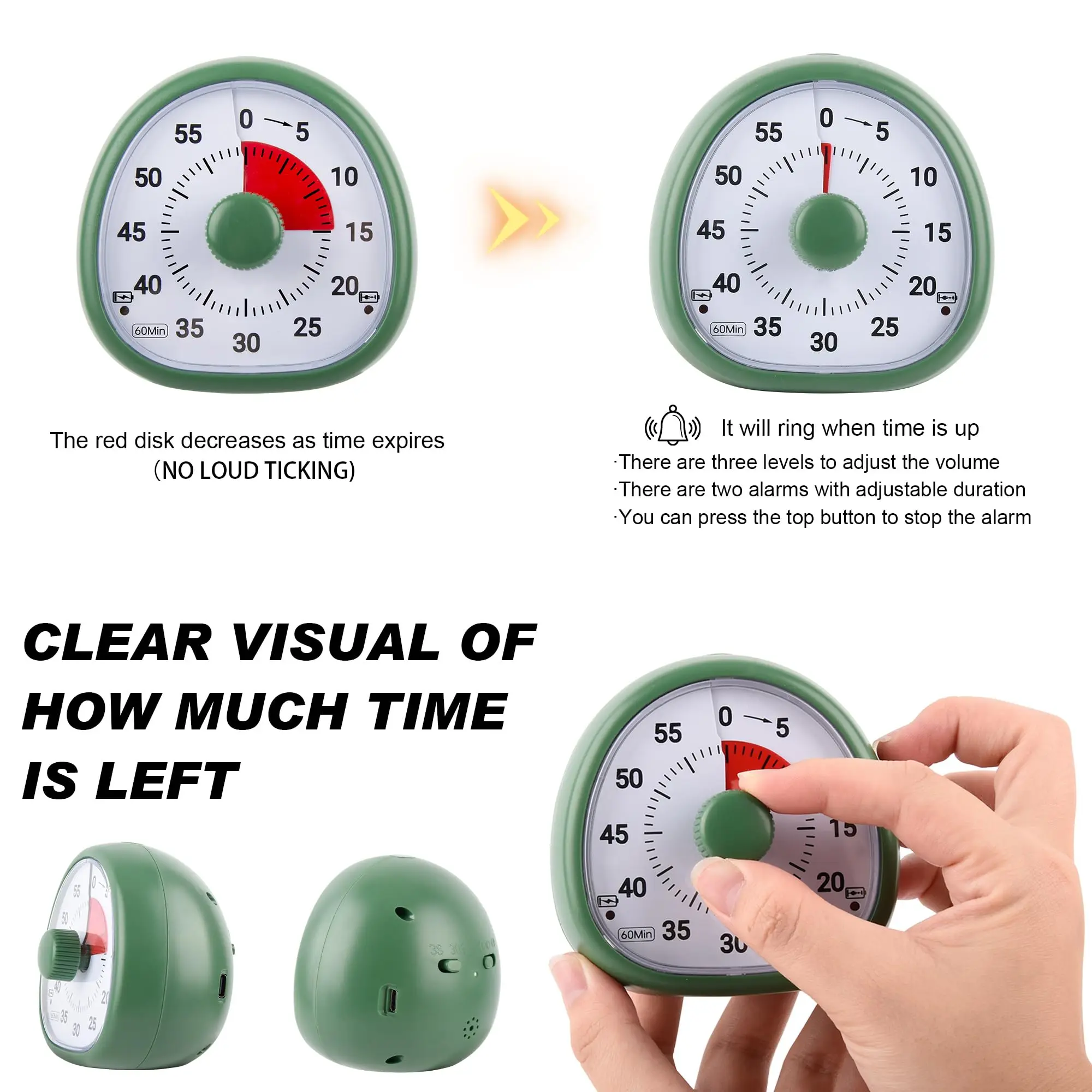 Learning timer visual time manager USB Charging Version Desk Management digital Timer Countdown Clock for Kids self-discipline