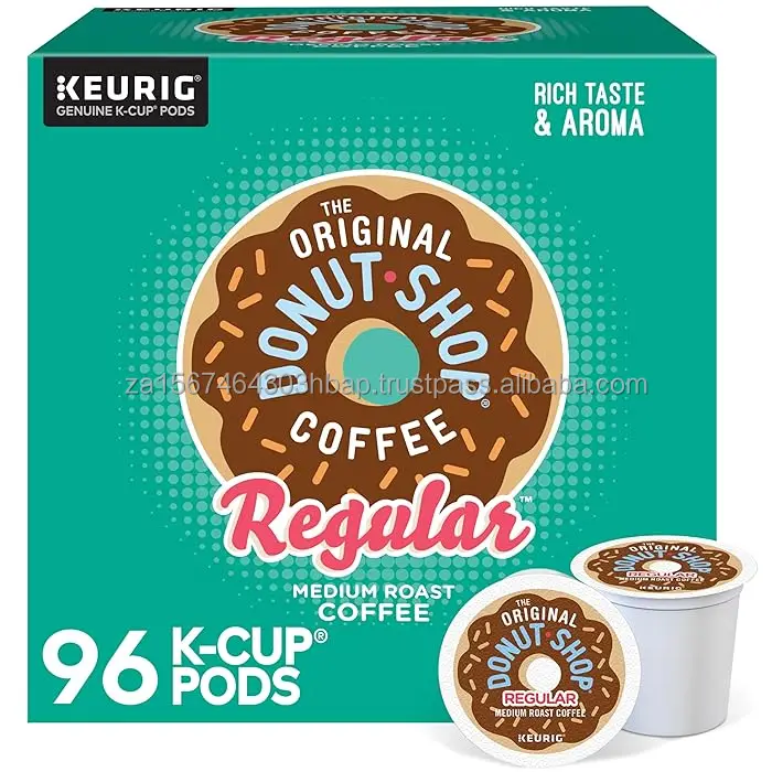 Оригинальный магазин пончиков обычный Keurig одноразовые чашки K средний жареный кофе 96 штук (4 упаковки по 24 человека)