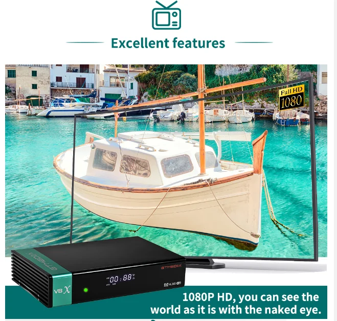 2021 Декодер каналов кабельного телевидения ТВ коробка Gtmedia V8X H. 265 DVB-S/S2/S2X спутниковый ТВ-приемник с Ca и отделением для