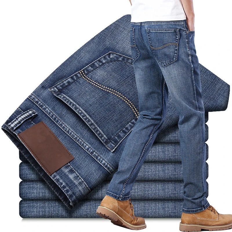 Breathable Denim Pants Men Straight Jeans Stylish Denim Jeans Men Street Wear  Fitting Washed Slim Fit Stretch Pant oem service