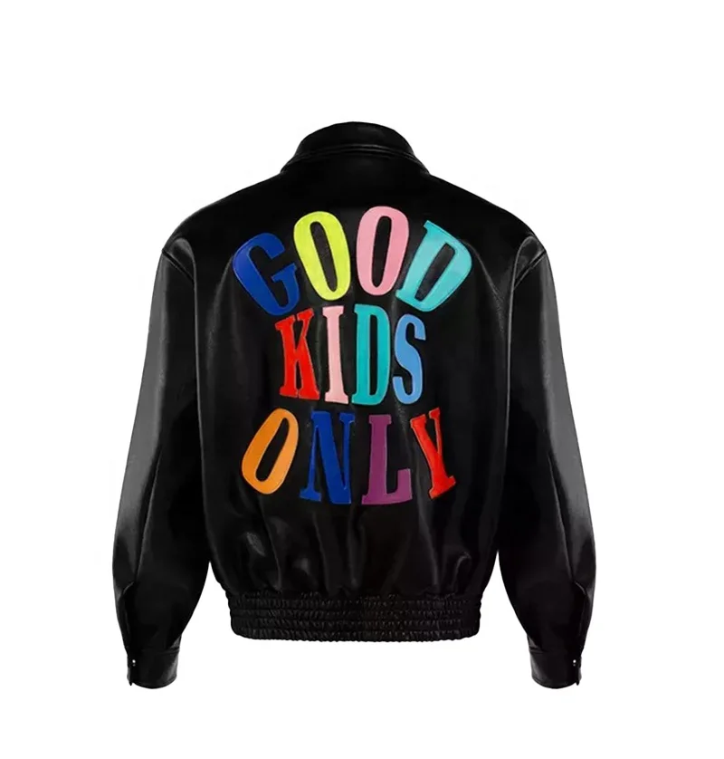 Hip Hop Style Streetwear Motorcycle Riding Jacket Rubber Printing Vintage Men Leather Jacket