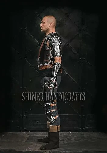 Medieval Guts Berserk Half Armor Suit Warrior Wearable Costume Black Polish Half Suit Pauldron Warrior Shoulder Jacket Halloween