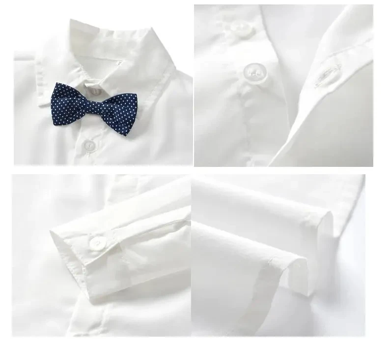 Hot-selling Wholesale Children Clothes Cotton Blue Vest Suit Bow Tie Shirt Kids Boy Suit Formal 3 Years Boys Clothing Sets