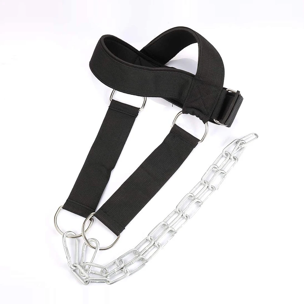 New Head Harness Exercise Strap With Chain Adjustable Neck Power Training Belt Gym Fitness Weightlifting Equipment