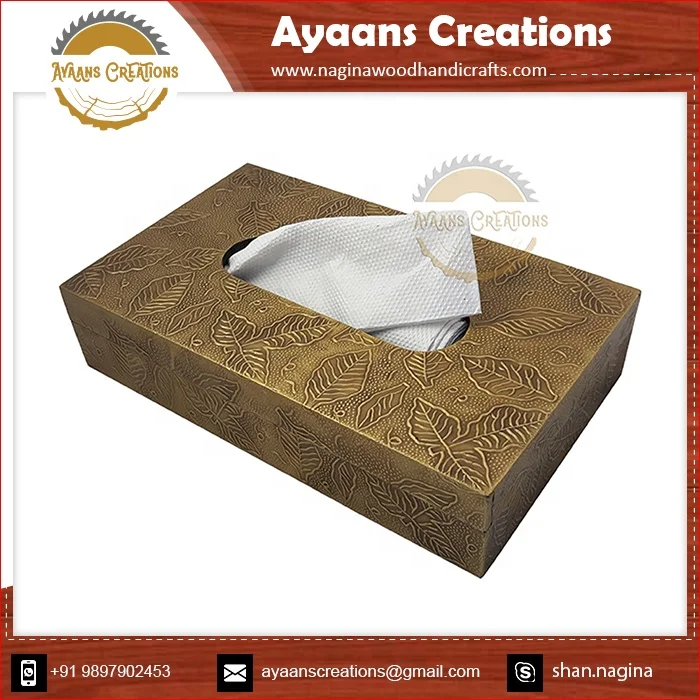 Tissue Box Wooden handcrafted 8X5X2cm Sized Natural Wood Made Tissue Box With Premium Looking Velvet Interior wooden (AC 9622)