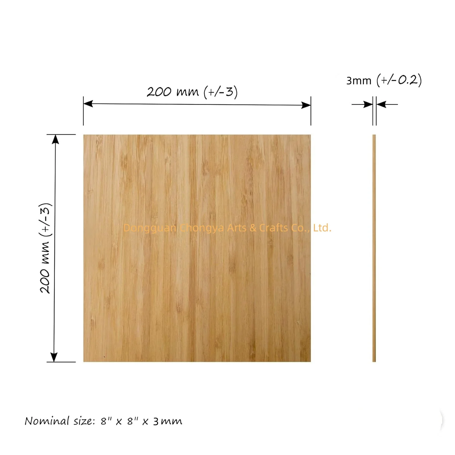 1/8 x 8 x 8 inch Ecofriendly Premium Bamboo Plywood Unfinished Craft Wooden Sheets Wood Pieces Blank Wood Slices for Laser