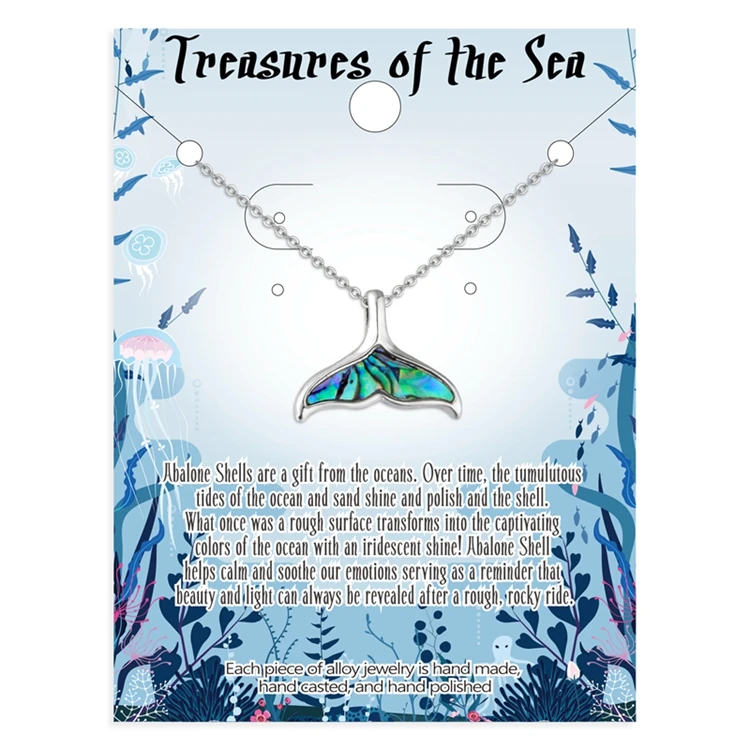 Ocean Abalone Shell Necklace Sea Glass Starfish Sea Turtle Mermaid Sand Dollars Dolphin Blue Whale Tail Necklace For Women
