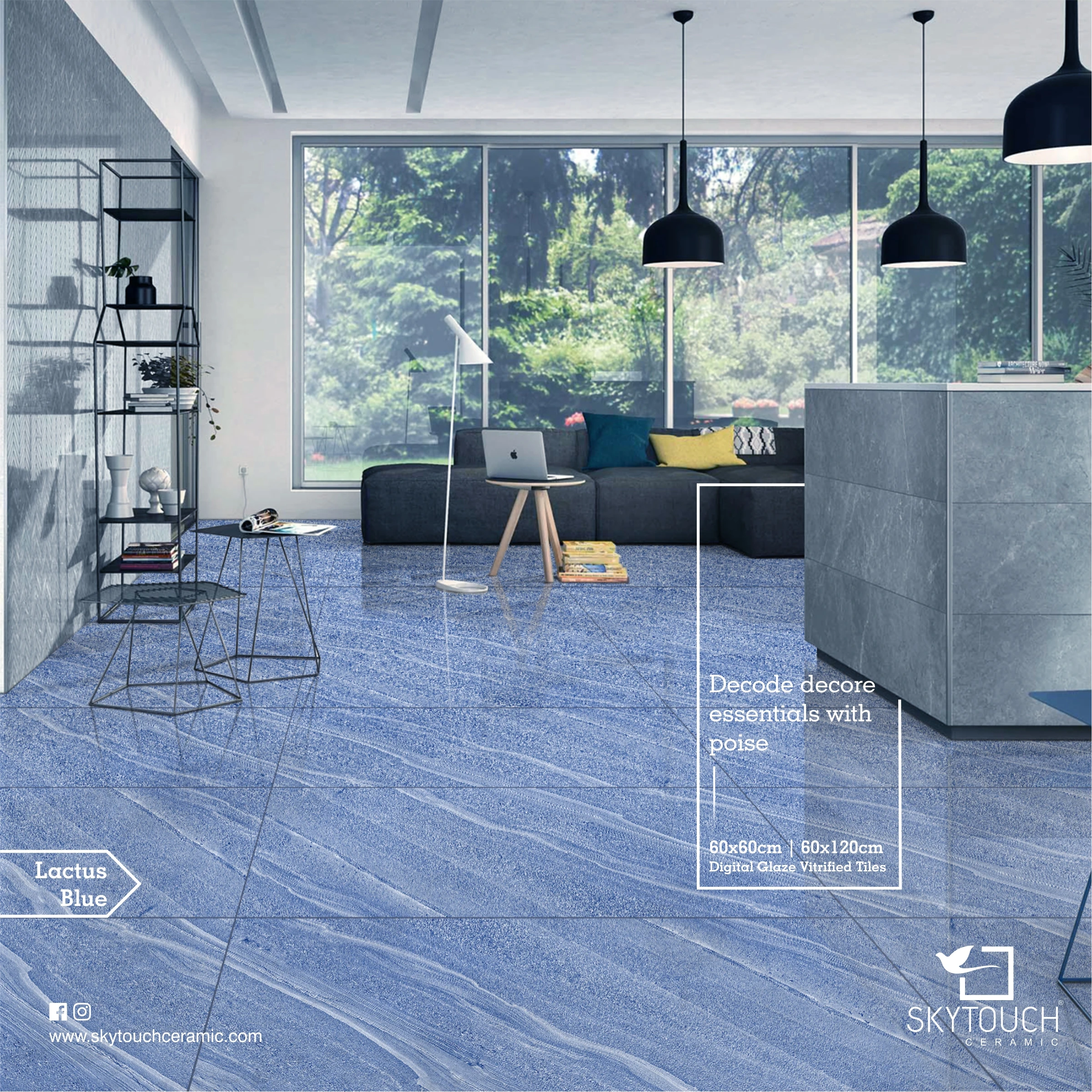 24x48 Lactus Blue 60X120 House Floor 600x1200 Vitrified Glossy Glazed Porcelain Ceramic 2x4 Tiles