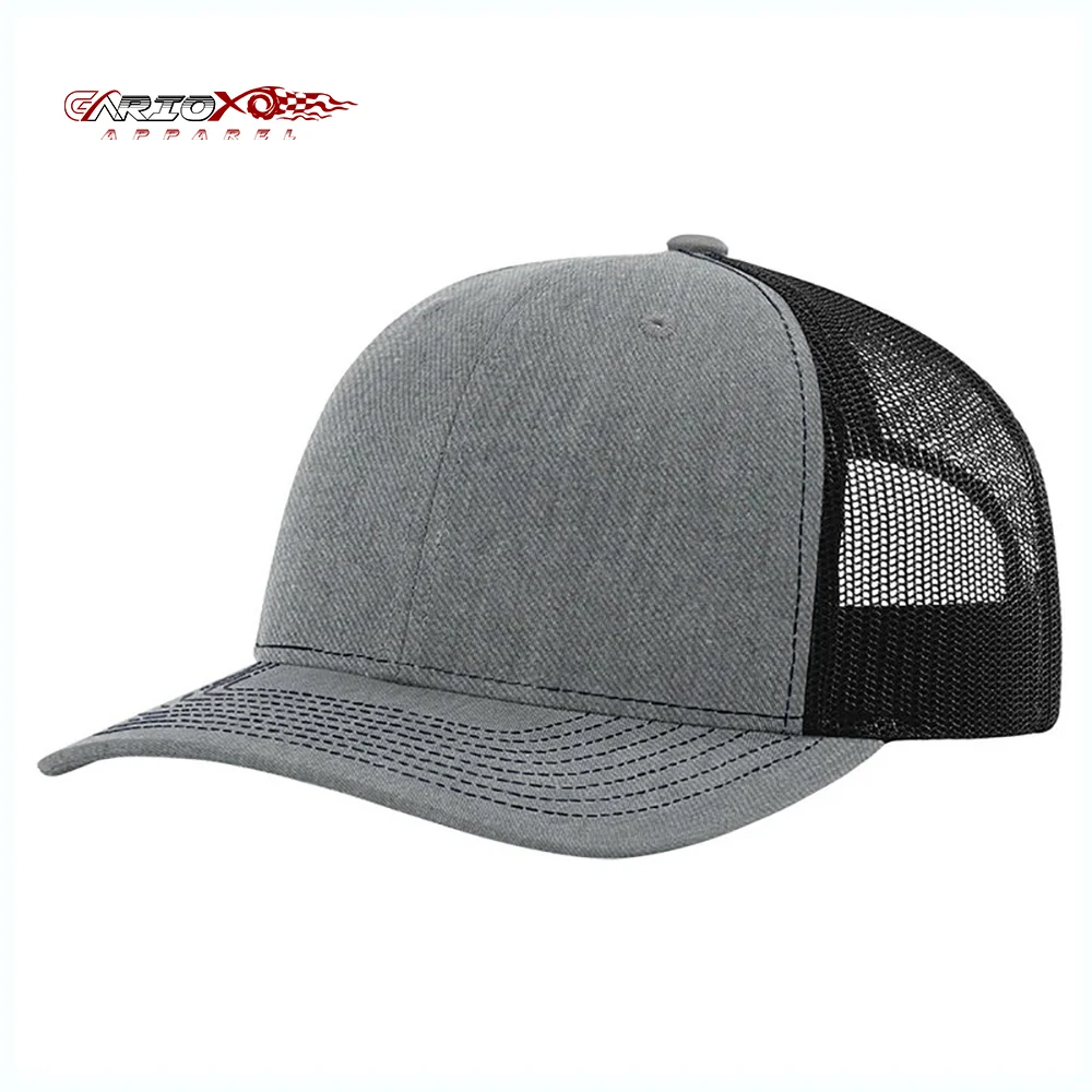 Unisex High Quality Denim Mesh Trucker Hat Customizable Distressed Design with Heavy Washed Worn Look Y2K Style Sports Cap