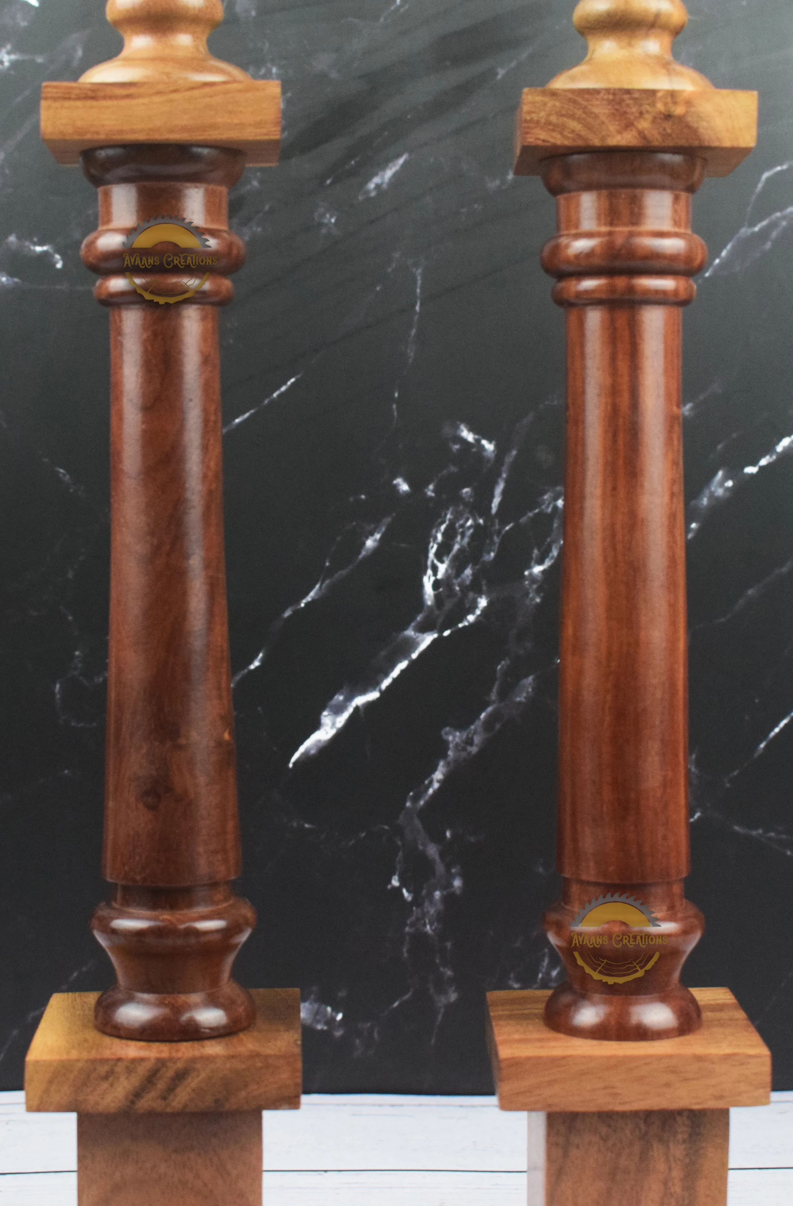 Luxury Wooden Masonic Column Masonic Regalia Free Mason Wood Columns Senior Warden and Junior Warden Emblems Sold as Pair AYAANS