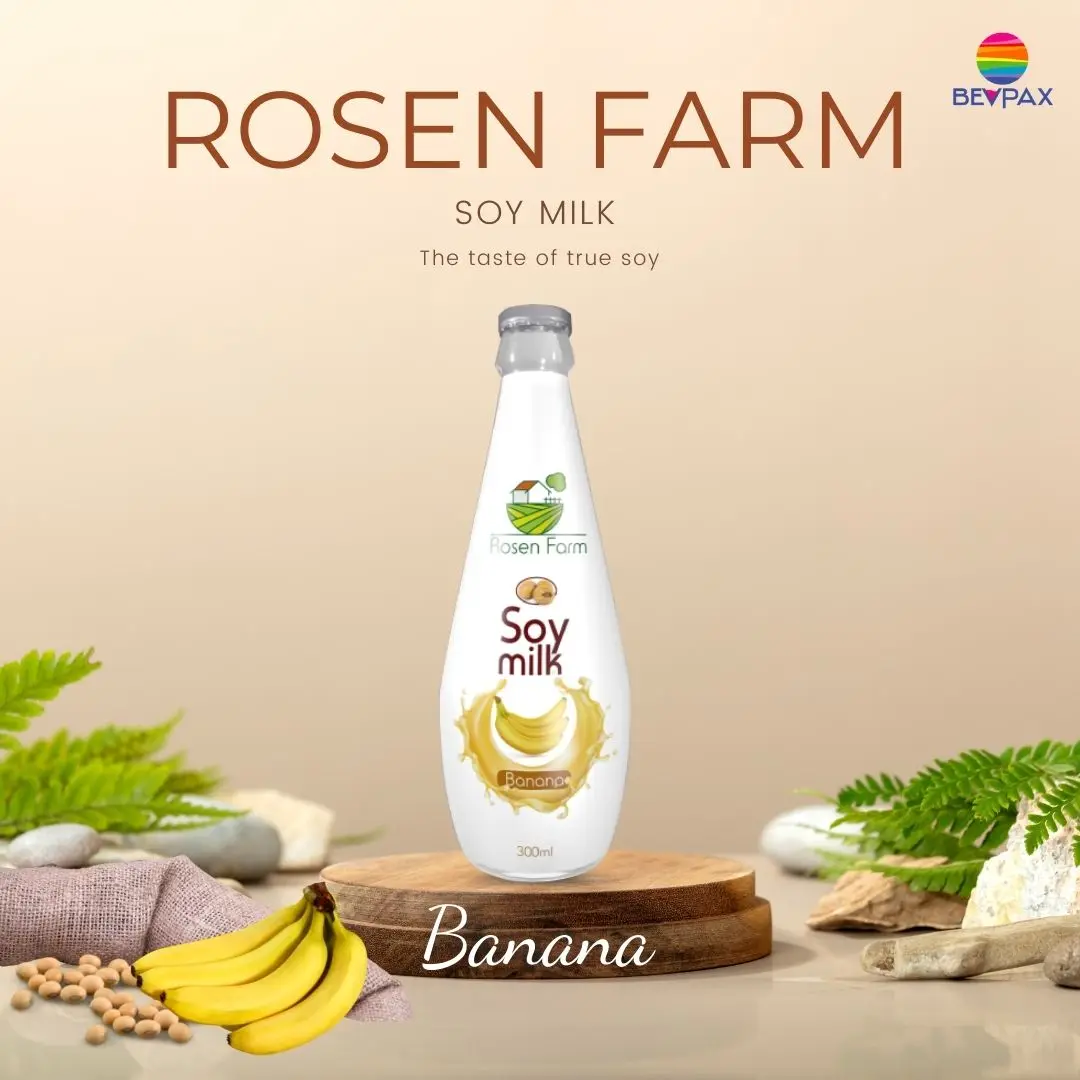 Low price Plant based soy milk from Vietnam best selling for Africa market 300ml glass bottle natural flavor