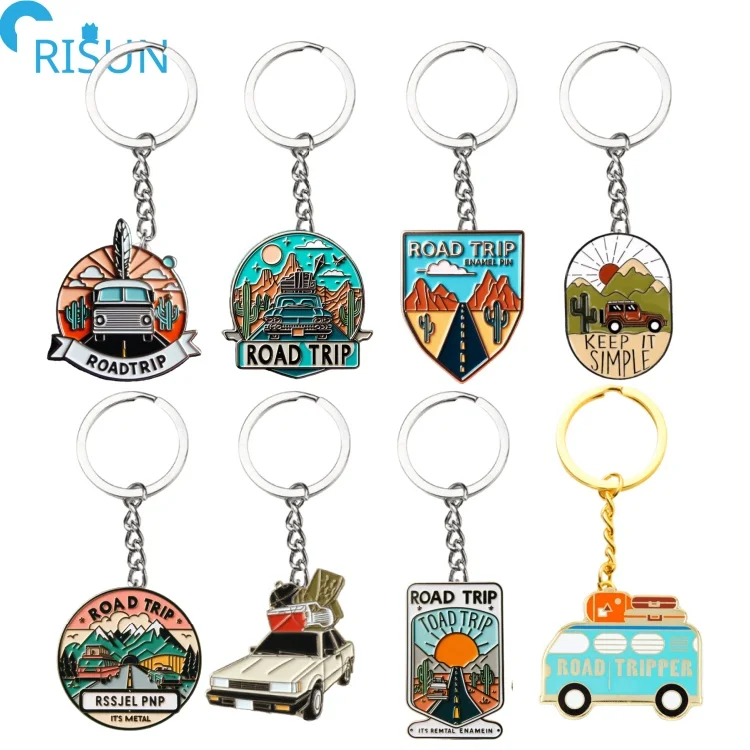 Cartoon Outdoor Travel Key Chain Camper Van Road Trip Keychain Backpack Badges Fashion Key Ring Gifts for Friends Wholesale