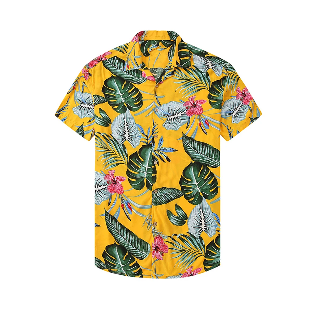 High Quality Silk Satin Shirt Men Long Sleeves Vacation Beach Casual Shirts Custom Silk All Over Print Hawaiian Shirt for Men
