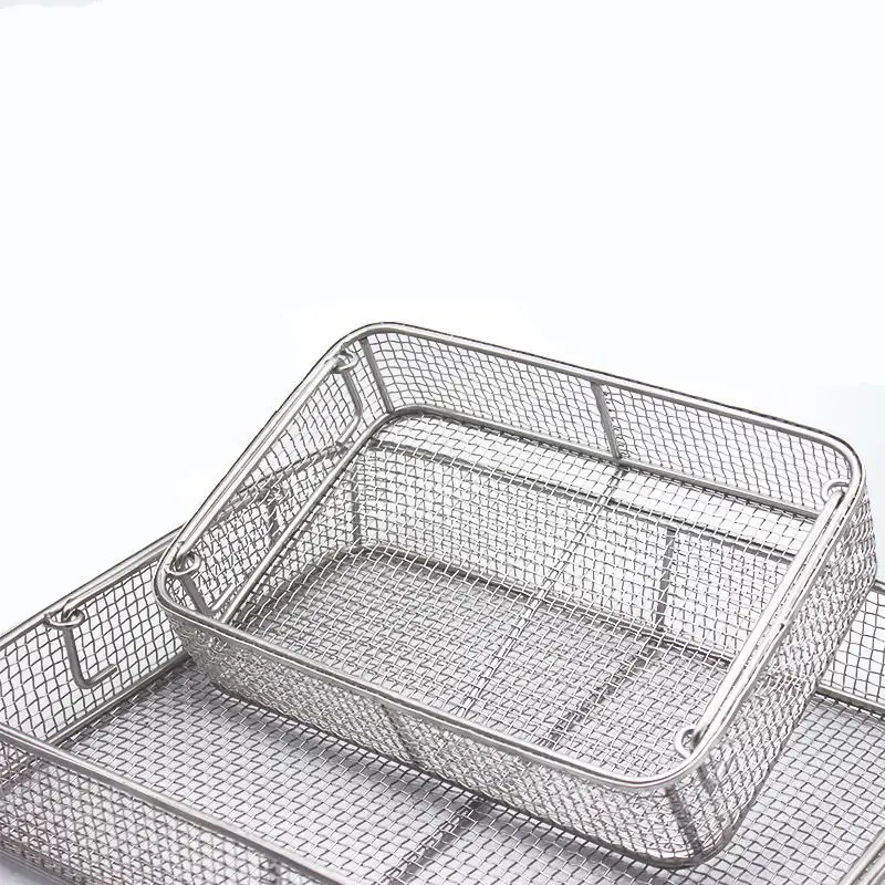 Stainless steel wire Mesh Storage Basket Fine Mesh Surgical Instrument Sterilization Containers Medical Basket Tray
