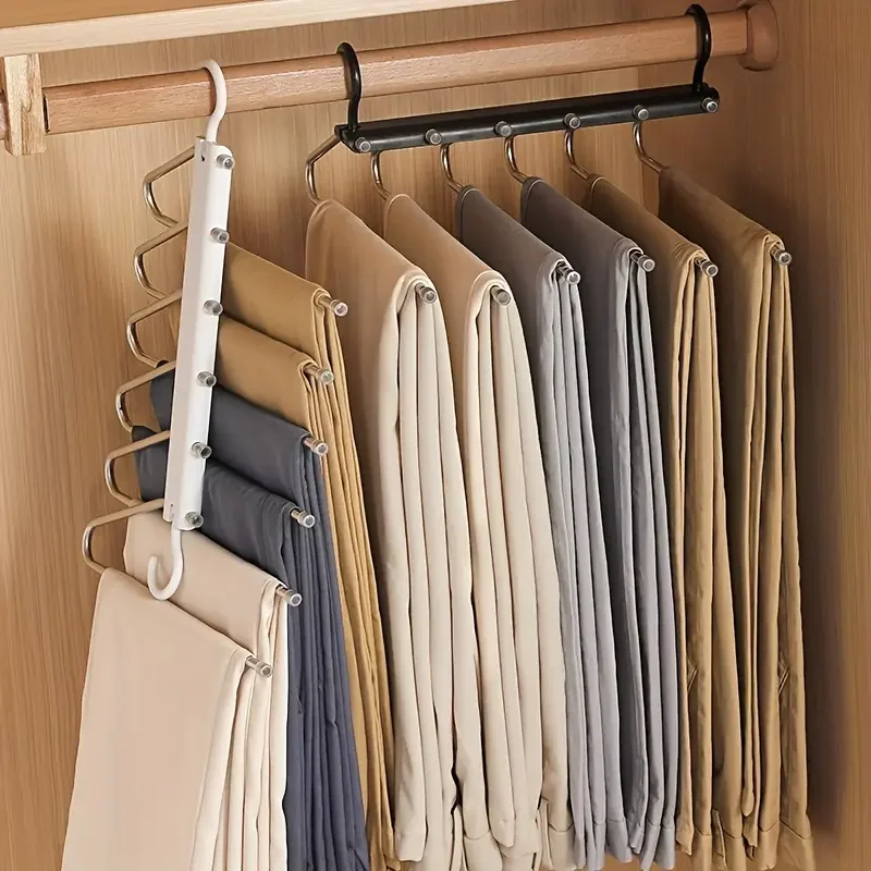 Multifunctional Stainless Steel Multilayer Pants Hanger Foldable Seamless Anti Slip for Hanging Clothes Closet Storage Organizer