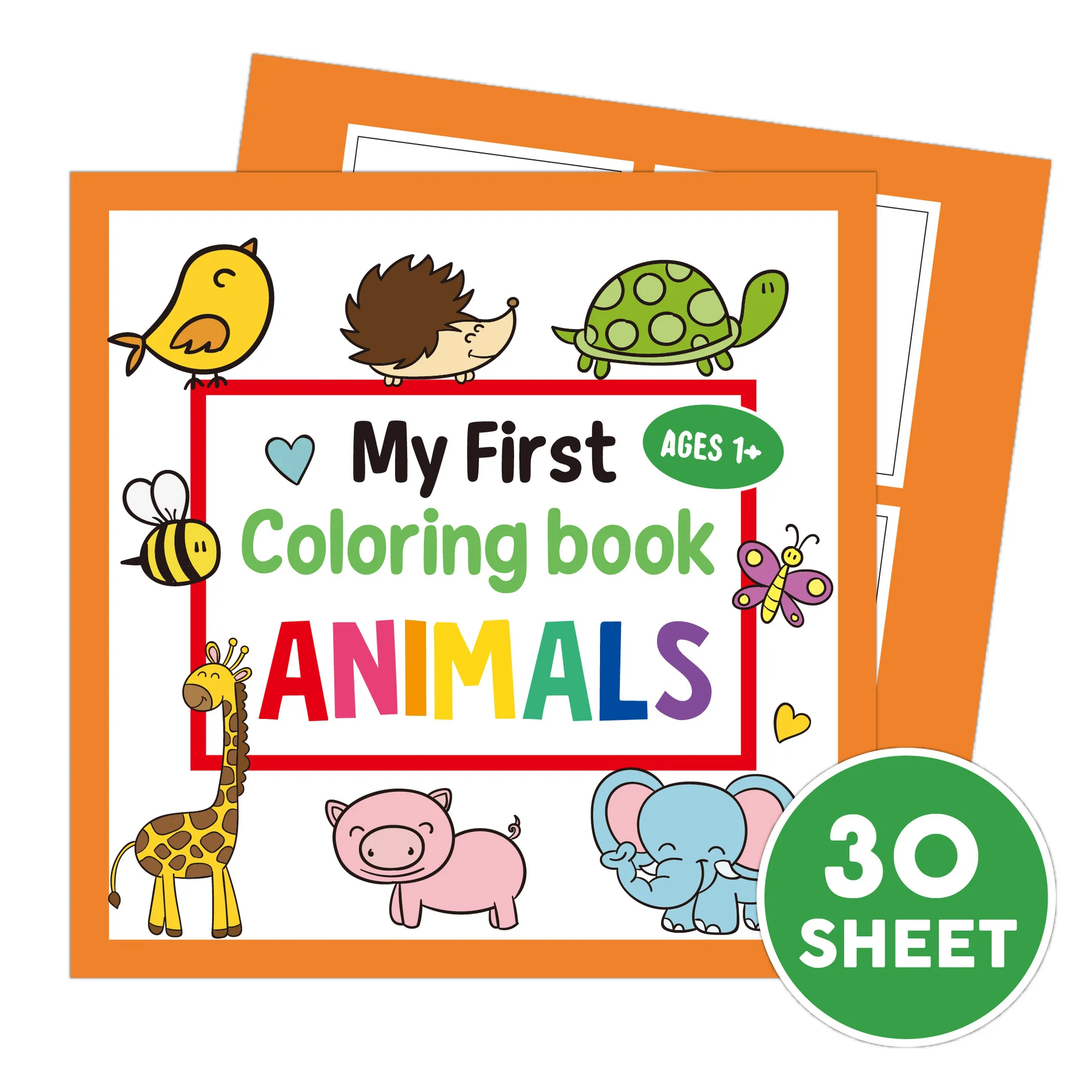 New Toddler Doodle Colouring Book 30 Educational Hand-drawn Doodle Children Easy Colouring Book Cartoon Animals