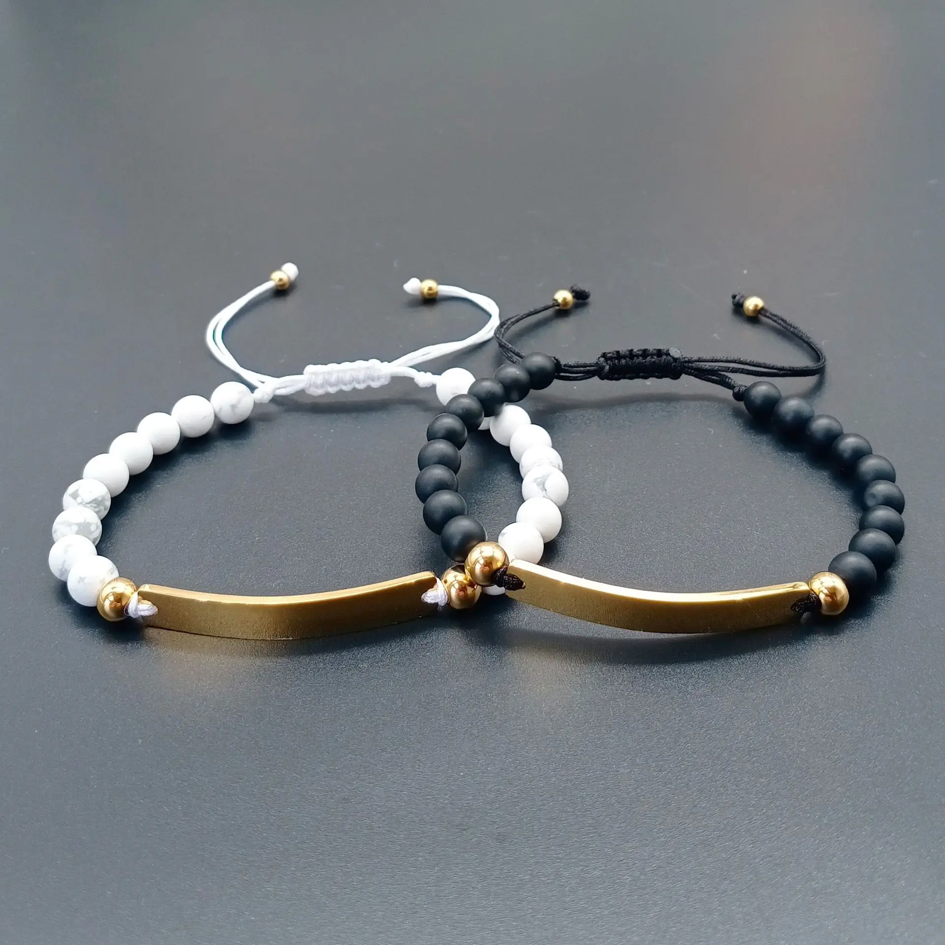 Adjustable Opening bracelet with bead chain Wholesale Fashion bracelet for men women Custom name Personalized  Stainless Steel