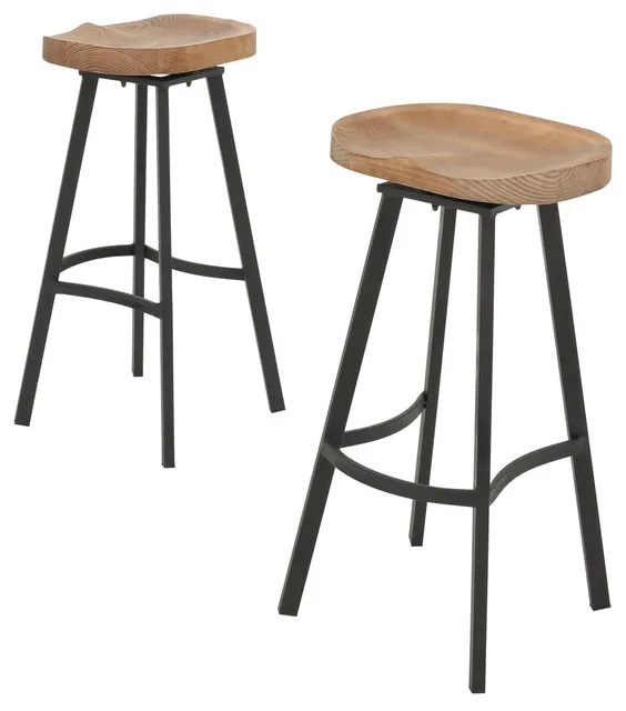 High Quality Vintage Industrial Leather Bar Stool with Metal Frame New Wood Bar Stool for Hotels Dining & Restaurants