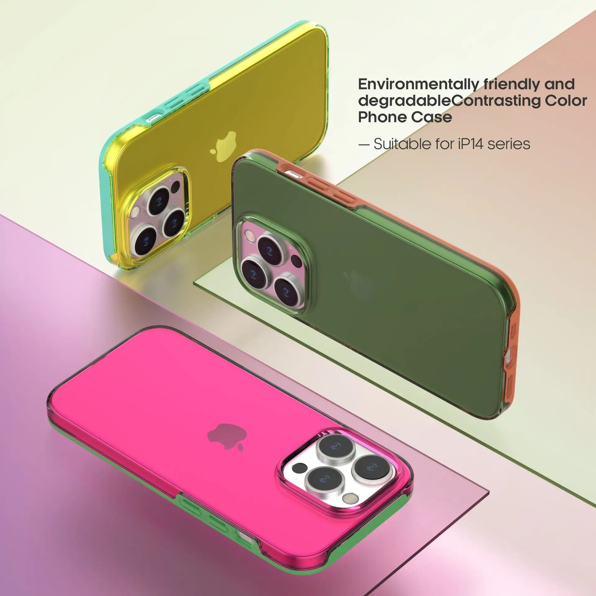 Contrast Color PLA Degradable Phone Case Compatible for iPhone14