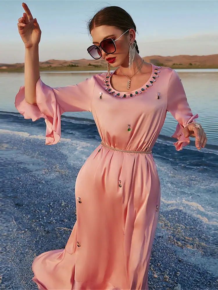 Exports Wholesale Latest Muslim Fashion Design Dubai Kaftan Maxi Dress For Women