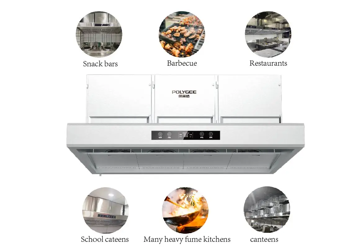 POLYGEE commercial kitchen fume extractor range hood with ESP