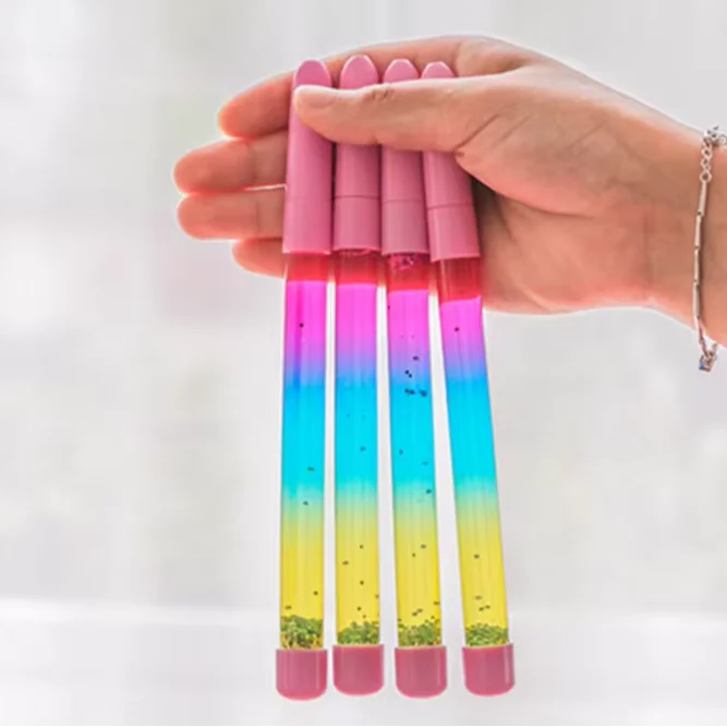 most popular novelty custom logo Plastic Liquid floating glitter ballpoint pens