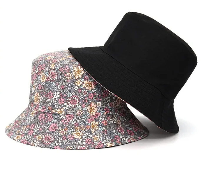 Wholesale Women Fashion Tiny Flower Print Sunshade Bucket Hat Fishing Hat Summer Sun protection Foldable Hat for Outdoor