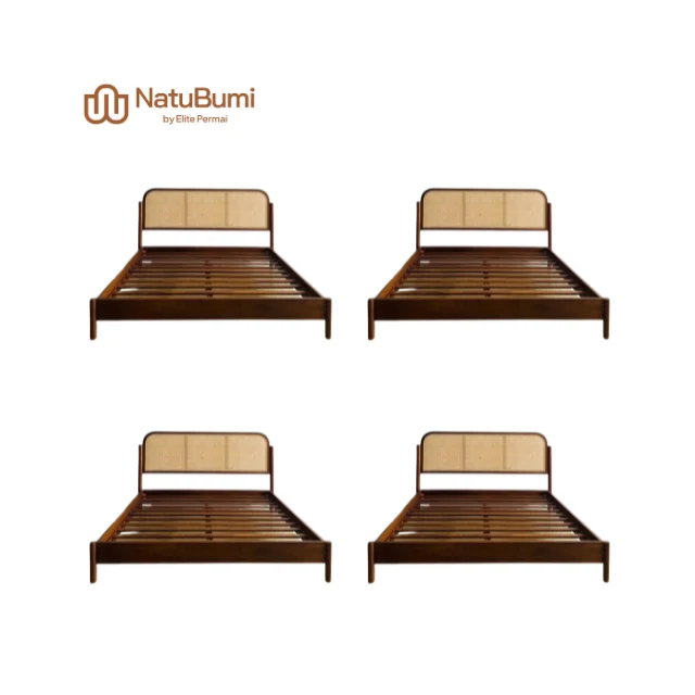 Special Price Hasna Bed Solid Teak Wood with Woven Natural Rattan Ideal for Cozy Bedroom Settings and Elegant Home Decor