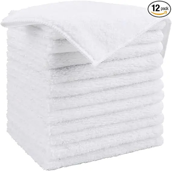 Premium Quality White Microfiber Towels for Cars Lint Free Scratch-Free Highly Absorbent Reusable Cleaning Rags for Car