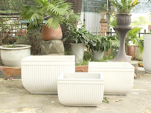 Hot Product Three Size Outdoor Customized Shape GRC Fiber Concrete Pottery Flower Pot For Garden Decoration