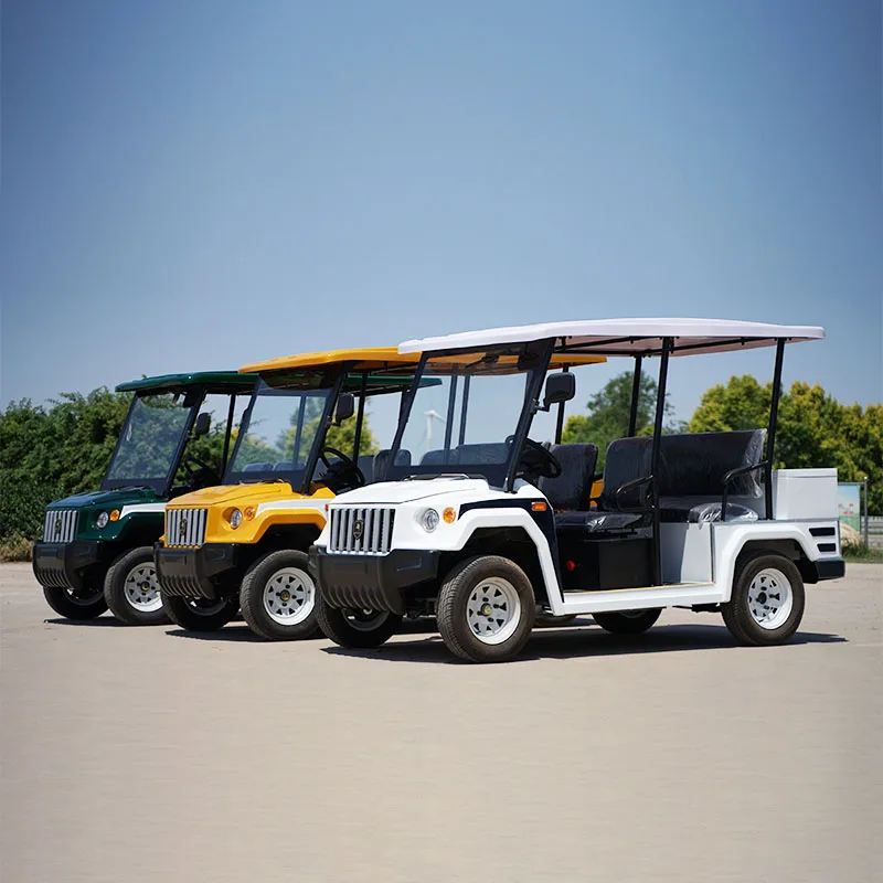 Cheap Price Adults 4-Wheel Electric Golf Cart 5-8 Seaters Lithium Battery Tourist  Sightseeing Bus For Sale