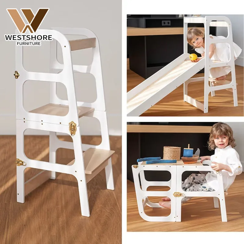 3In1 Kitchen Tower Slide Safe And Stable Table And Slide Montessori Helper Tower Kids Step Stool Montessori Furniture