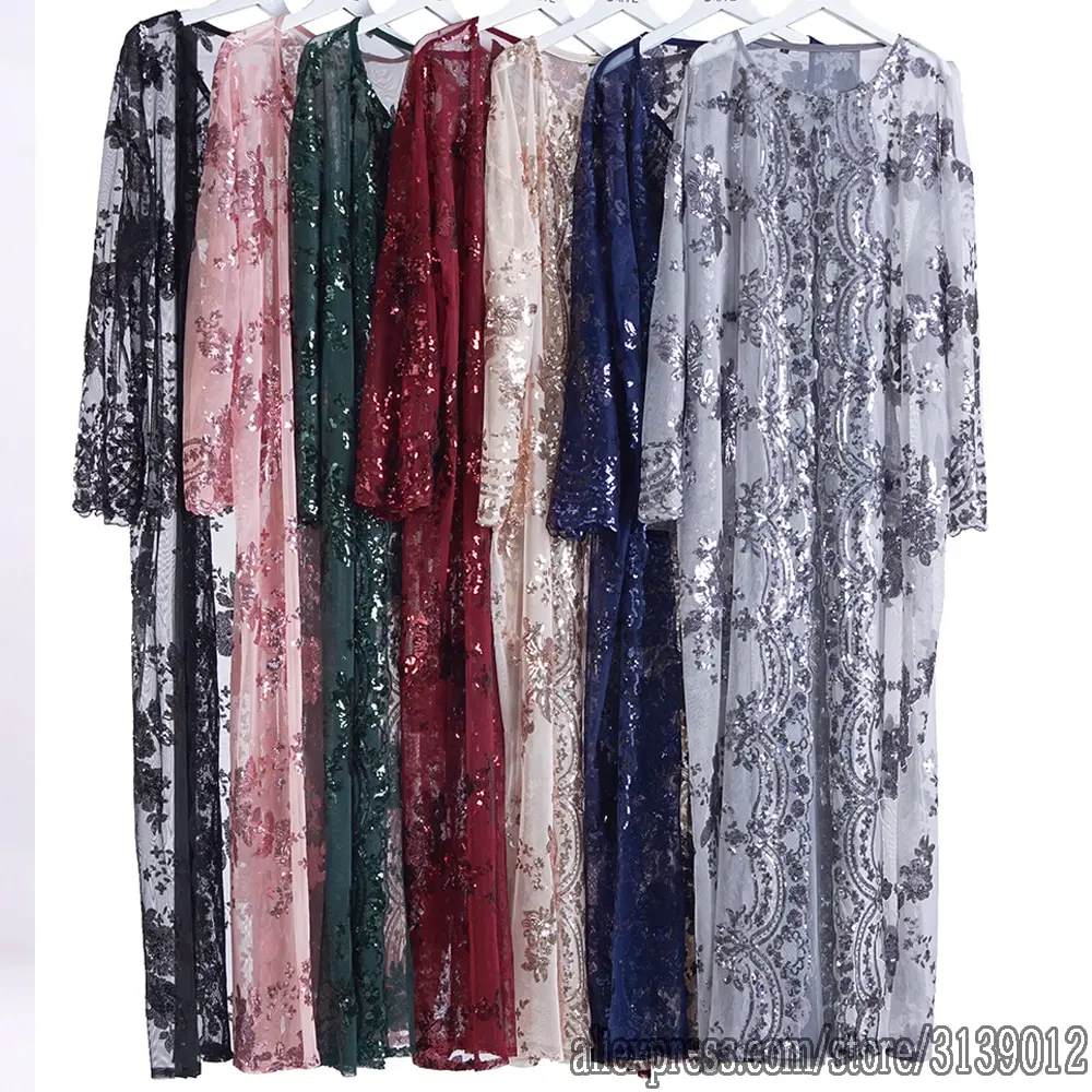 Wholesale Brand Designer Casual Luxury Stain Silk Kaftan Dresses African Islamic Clothing