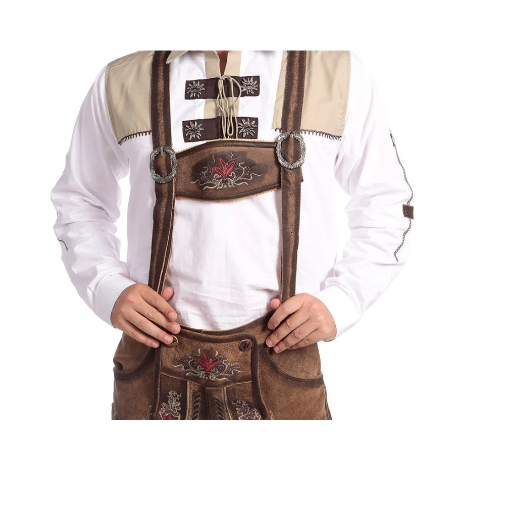 New Bavarian Short Lederhosen Men 100% Suede Leather Traditional Authentic German Outfit Wholesale Men Oktoberfest Costume