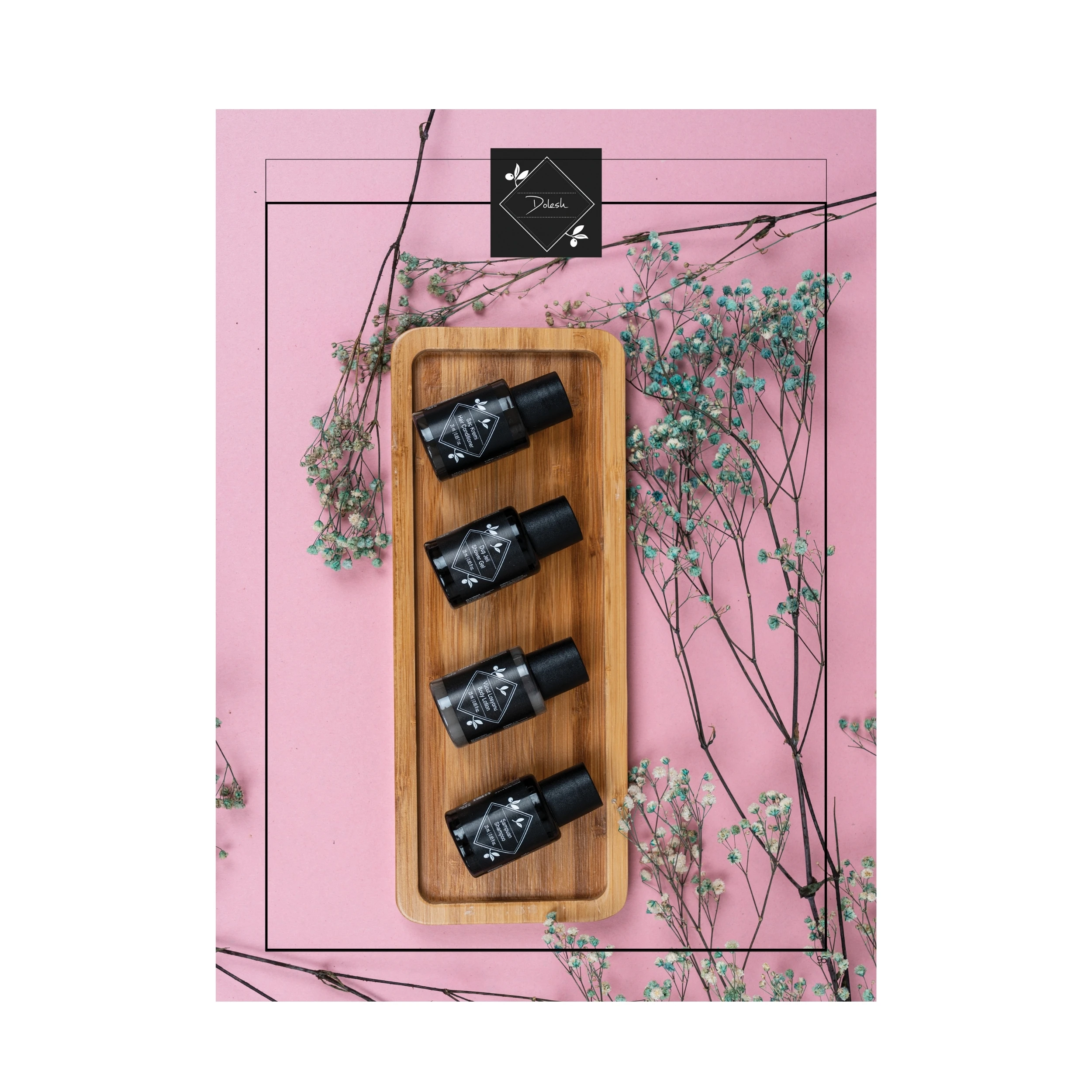 Dolesh Brand Luxury 5 Star Hotel 35ml Mini Disposable Shampoo And Conditioner Bath Gel Set Customized Printing Logo