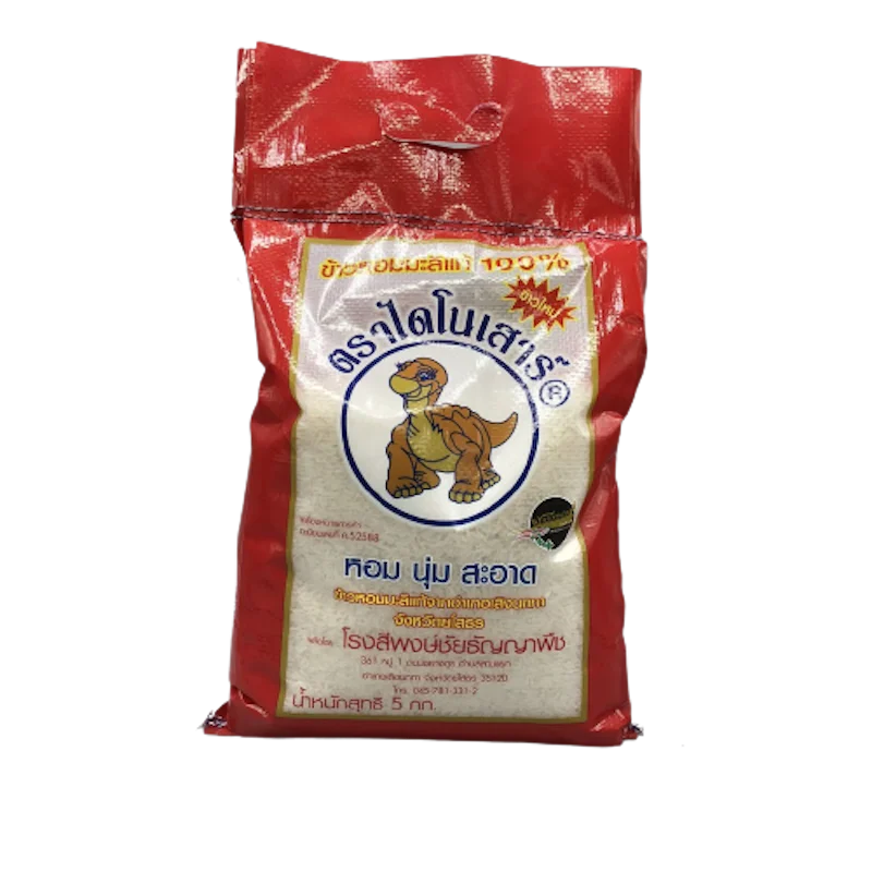 Dinosaur the best Jasmin Rice most popular high quality cheap price of Thailand 5 / 9 / 14 kg