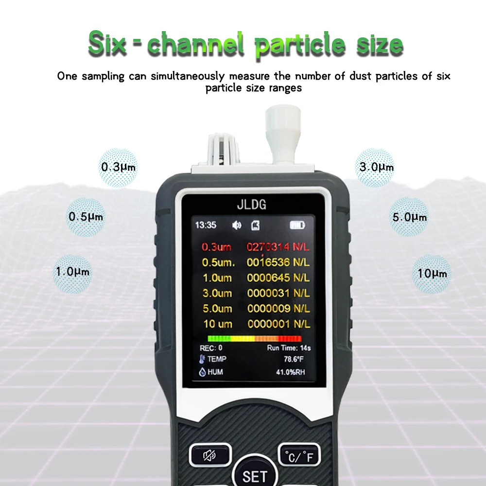 JLDG JD-3003 Particle Counter Dust Pollution Detector detects air particle size
