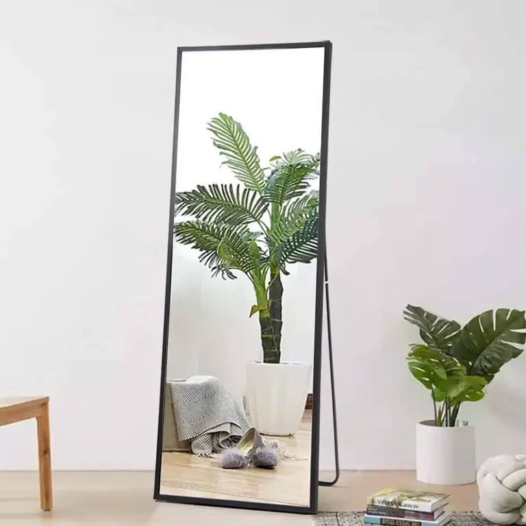 Elegant Black Framed Decorative Large Metal Floor Stand Mirror For Living Room Interior Decoration