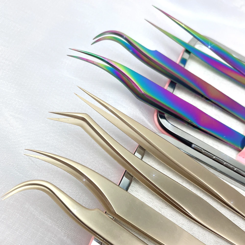 volume tweezers set with fiber tips stainless steel high quality dumout vetus classic volume eyelash tweezers set with logo