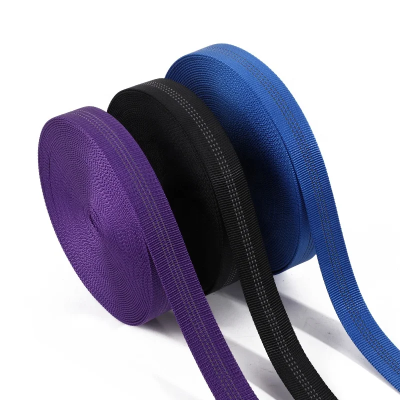 wholesale 1' nylon webbing double layers hollow tubular reflective strap for traction pet dog leash